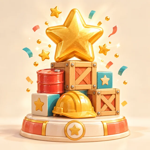 金の星とおもちゃの積み木の記念トロフィー